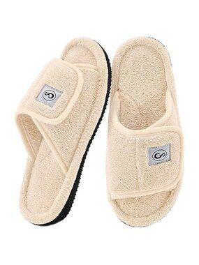 HARENCE Women's House Shoes Adjustable Orthopedic Arch Ivory Size 12/12.5 - 44/4